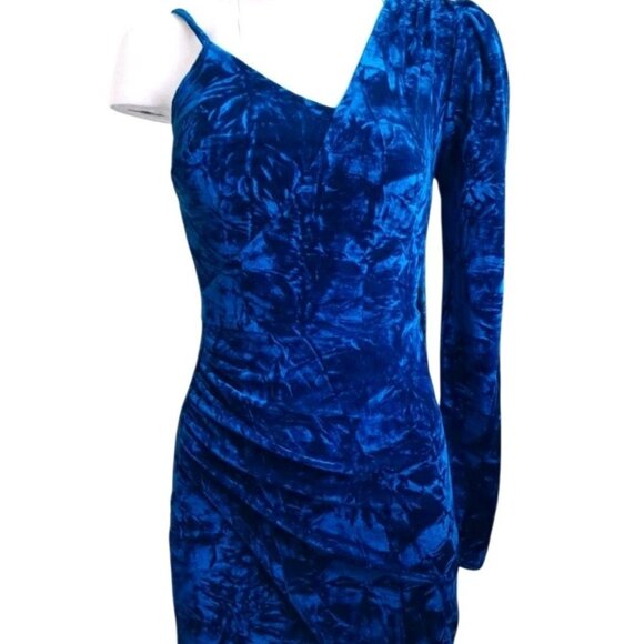 New Club London Y2K Blue Velvet Baby Doll Clubwear Party Size 4 Mini Dress - Picture 2 of 9